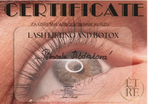 Certifikát – Lash lifting a Lash Botox