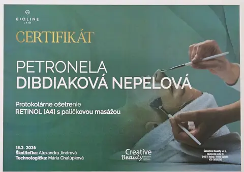 Certifikát – Retinol [A4] s paličkovou masážou