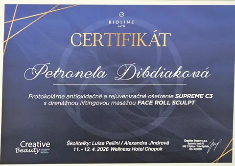 Certifikát – Supreme C3 s liftingovou masážou Face Roll Sculpt